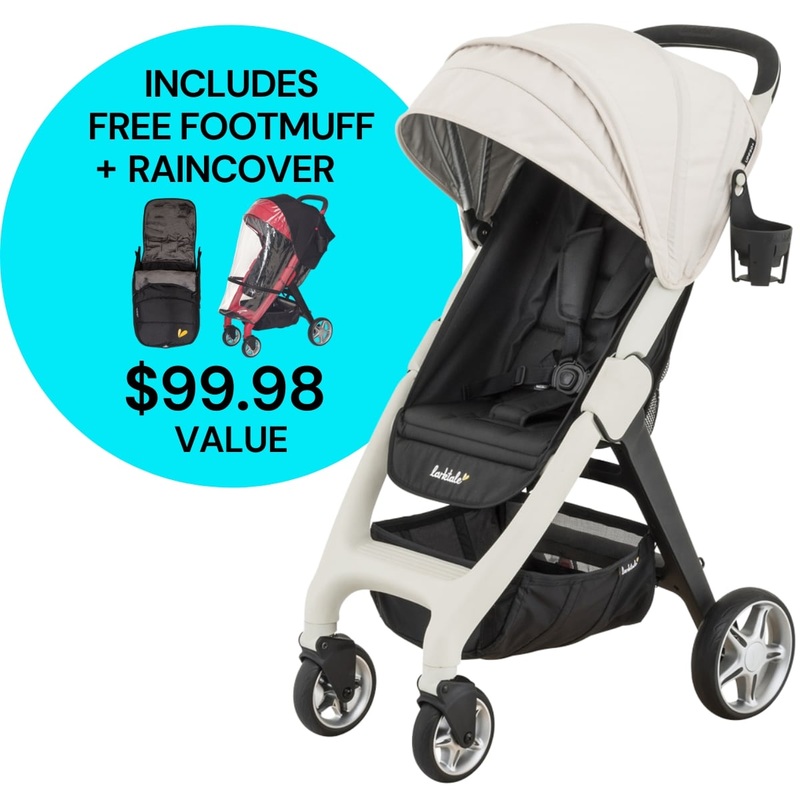 Larktale Chit Chat Compact Stroller Winter Bundle – Cottesloe Cream / Black