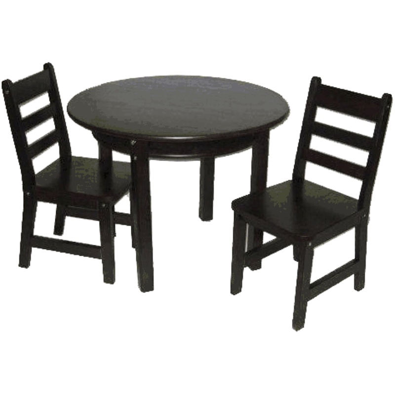 Lipper Round Table with Shelf & 2 Chairs Espresso