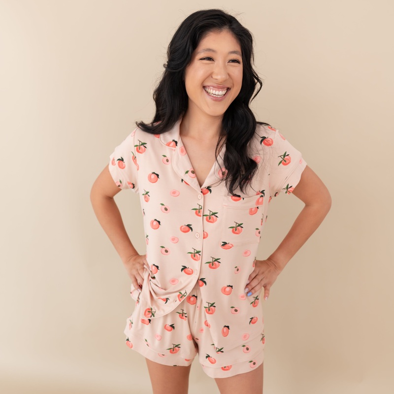 Womens Short Sleeve Pajama Set in Peach