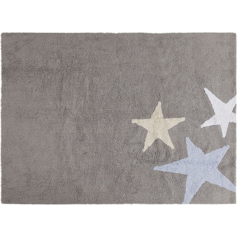 Lorena Canals Three Stars Tricolor Rug – Grey/Blue (4′ x 5′ 3″)