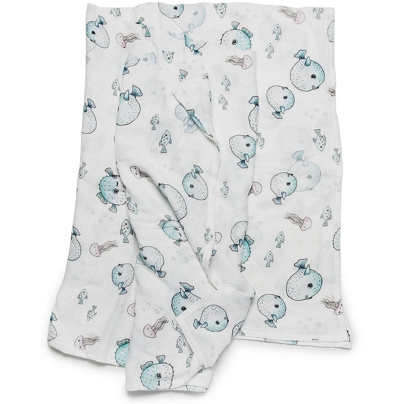 Loulou Lollipop Luxe Muslin Swaddle – Puffer Fish