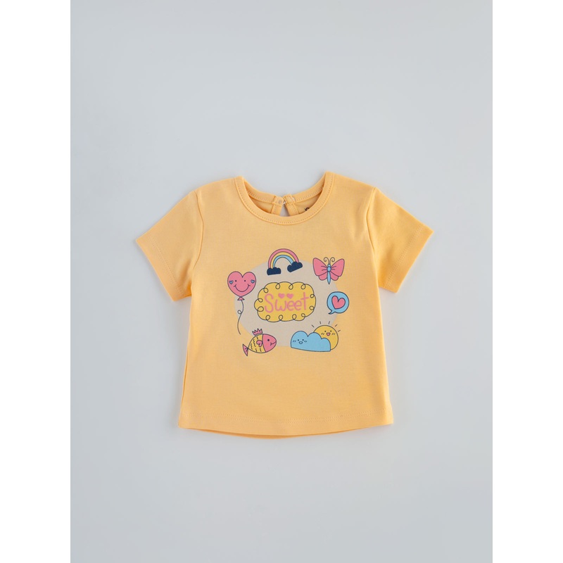 Popees Chest Print T-Shirt (3-36 Months) for Girls 3-6 M