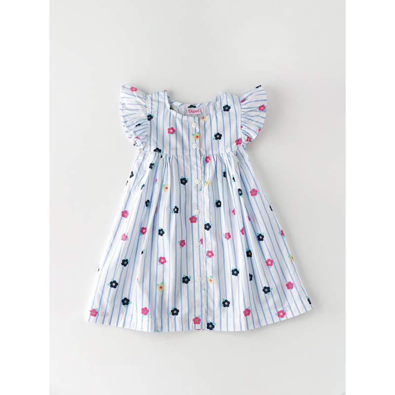 Popees Stylish Ruffled Sleeve Cotton Dress (1-8 Years) for Girls 1-2 YEAR