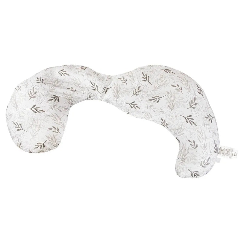 Total Body Pillow with Removable Pillow Cover – Gray Wispy Leaves
