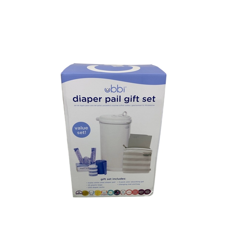 Ubbi Diaper Pail Value Gift Set, Matte White