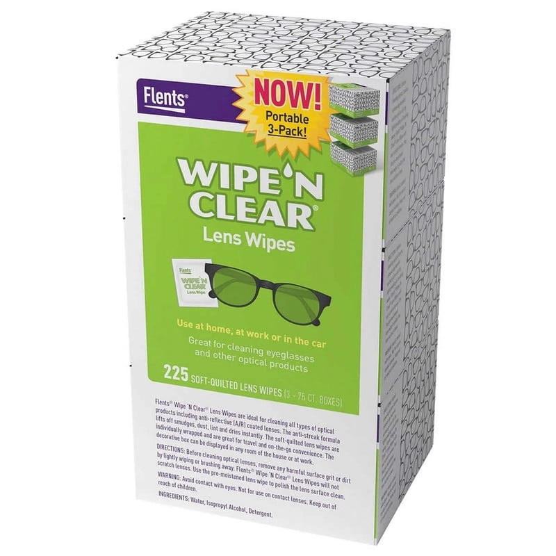 Wipe N Clear Lens Wipes – 225 Soft Quilted Wipes