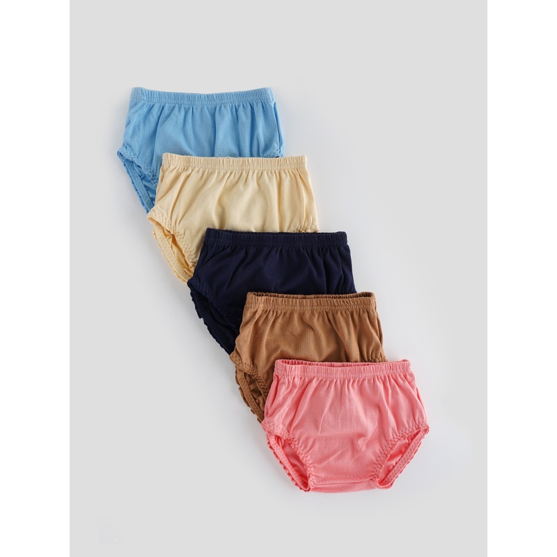 Popees 100% Cotton Panties 5 Pieces Set for Baby Girls (color may vary depending on availability) S