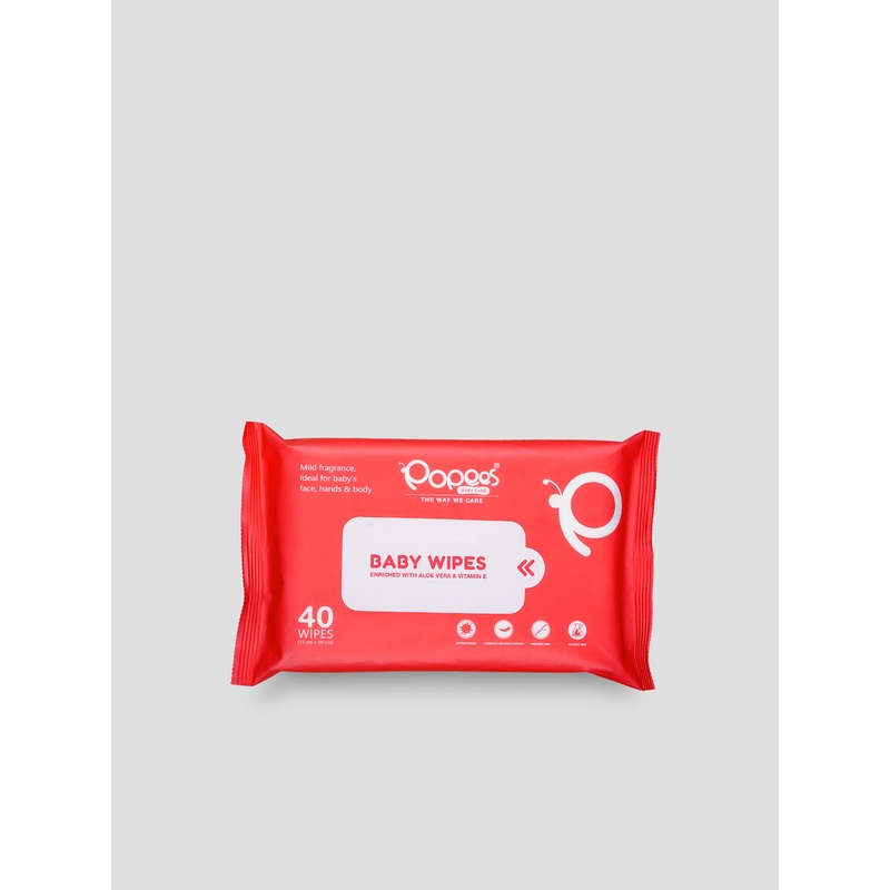 Popees Anti-bacterial Vitamin E & Aloe Vera Baby Wet Wipes – 40 PCS 40PCS