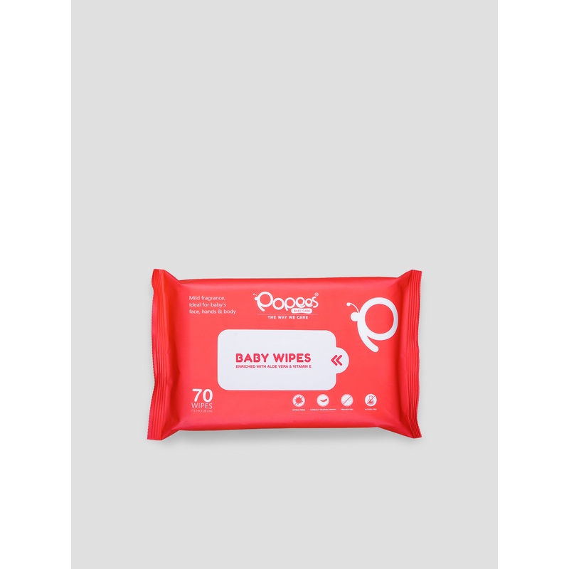 Popees Anti-bacterial Vitamin E & Aloe Vera Baby Wet Wipes – 70 PCS 70PCS
