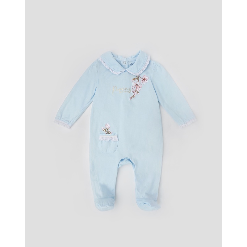Popees Embroidered Sleepsuit with lace styling (0-9 Months) for Girls 0-1 M