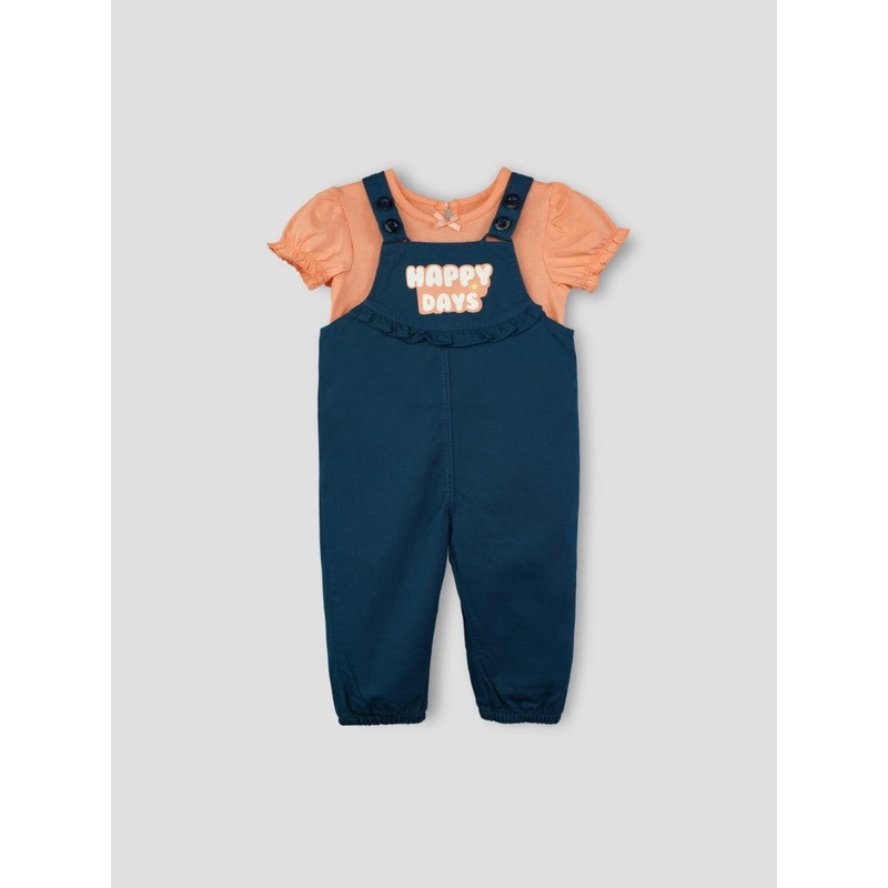 Popees Half Sleeve, Shoulder Strap Dungaree Set(1-8 Years) for Girls 1-2 YEAR
