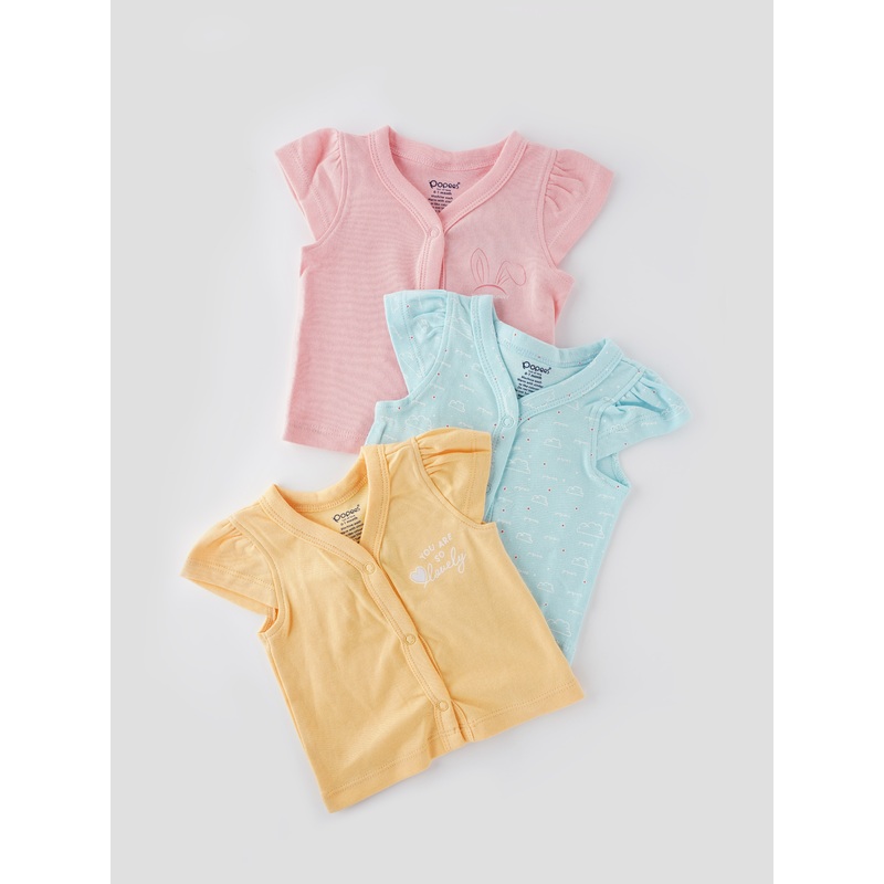 Popees Newborn Jhabla (09 Months) Skin-Friendly & Comfortable Tops  Pack of 3 Newborn