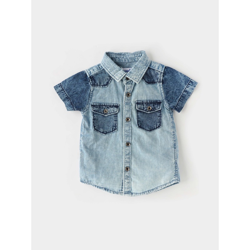 Popees Stylish & Trendy Double Pocket Denim Shirt (3-36 months) for Boys 3-6 M
