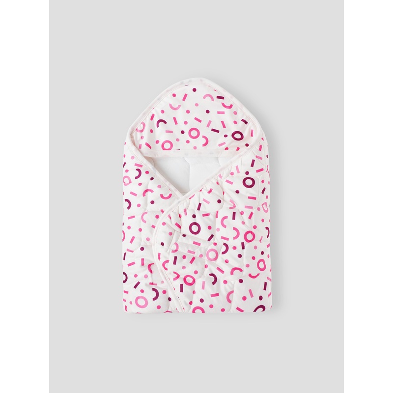 Baby Swaddle Wrap  Soft, Hooded Quilted Wrapper for Newborns & Infants (Printed Design)  Comes with aFreeDrySheet White