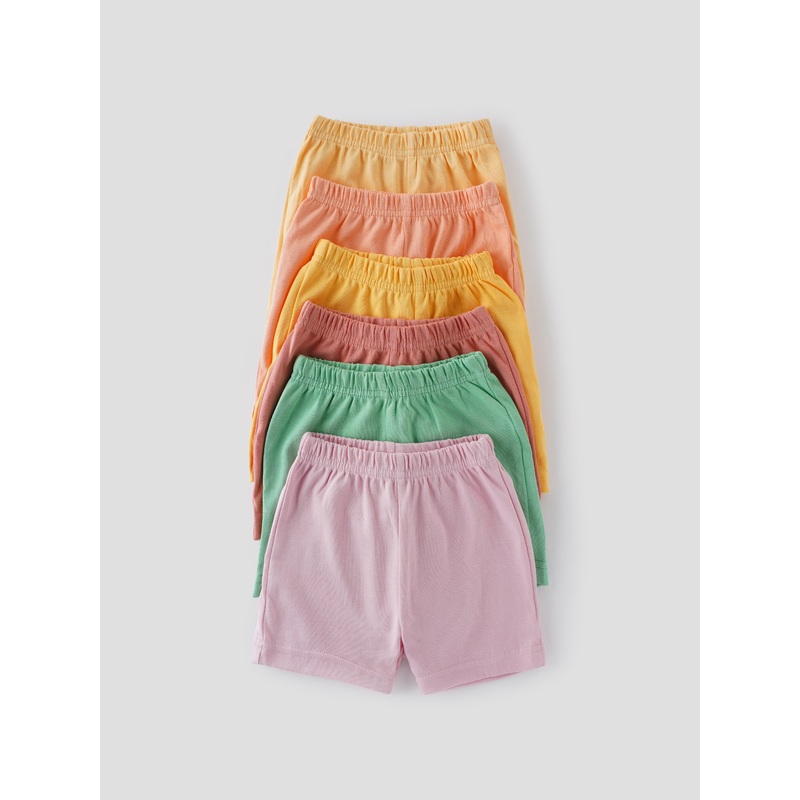 Popees 100% Cotton Shorts 6 Pieces Set for Newborn Babies (color may vary depending on availability) S