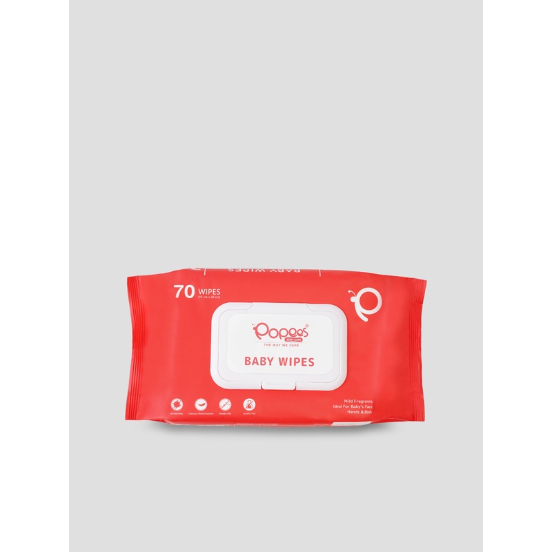 Popees Anti-bacterial Vitamin E & Aloe Vera Baby Wet Wipes -70 PCS With Lid 70Pcs