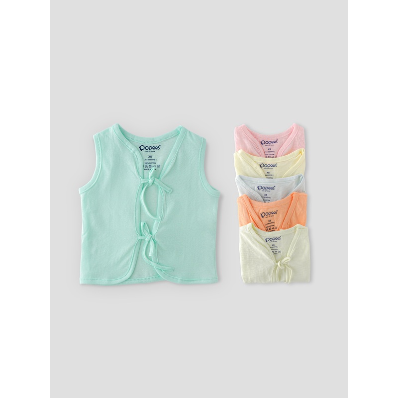 Popees Baby Jhabla  100% Cotton, Skin-friendly Front Knot Tops for Newborns & Infants (Pack of 6) XS