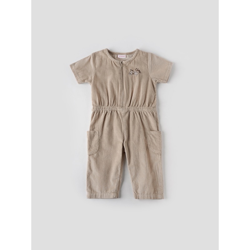 Popees Corduroy Utility Jumpsuit for Girls (18 Years) With Pockets & Embroidery Detailing 1-2 YEAR