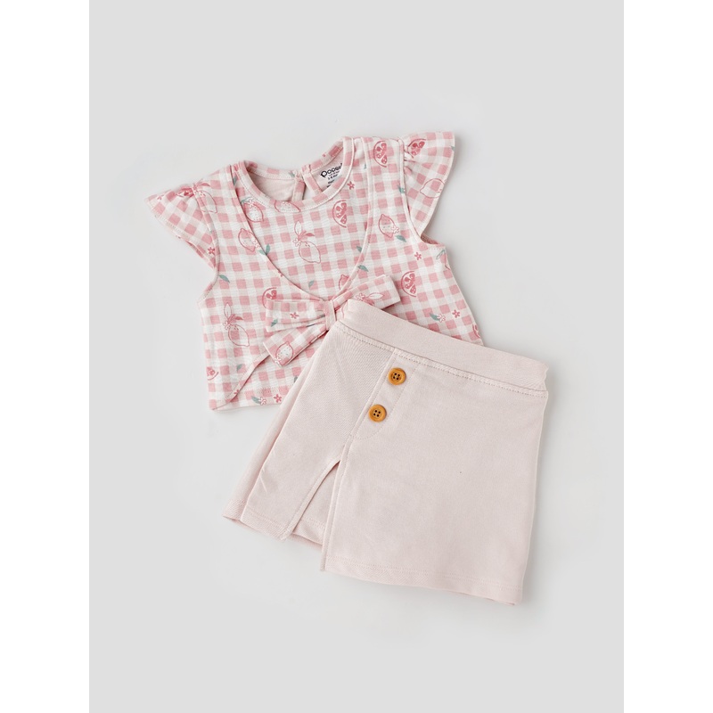 Popees Cropped Top & Skirt Co-ord Set (336 Months) Stylish Matching Outfit for Girls 3-6 M