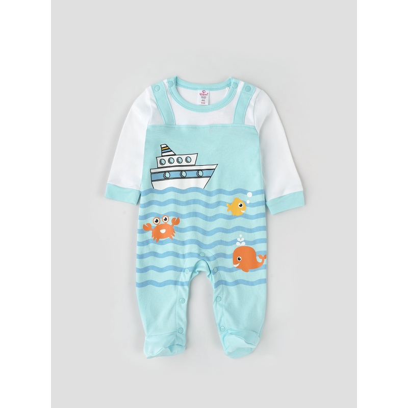 Popees Full Sleeve Printed Romper (09 Months) for Newborn Boys 0-1 M