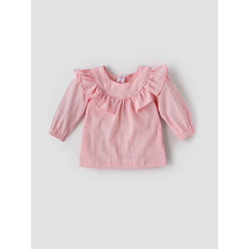 Popees Full Sleeve Ruffle Neck (336 Months) Soft & Stylish Top for Baby Girls 3-6 M