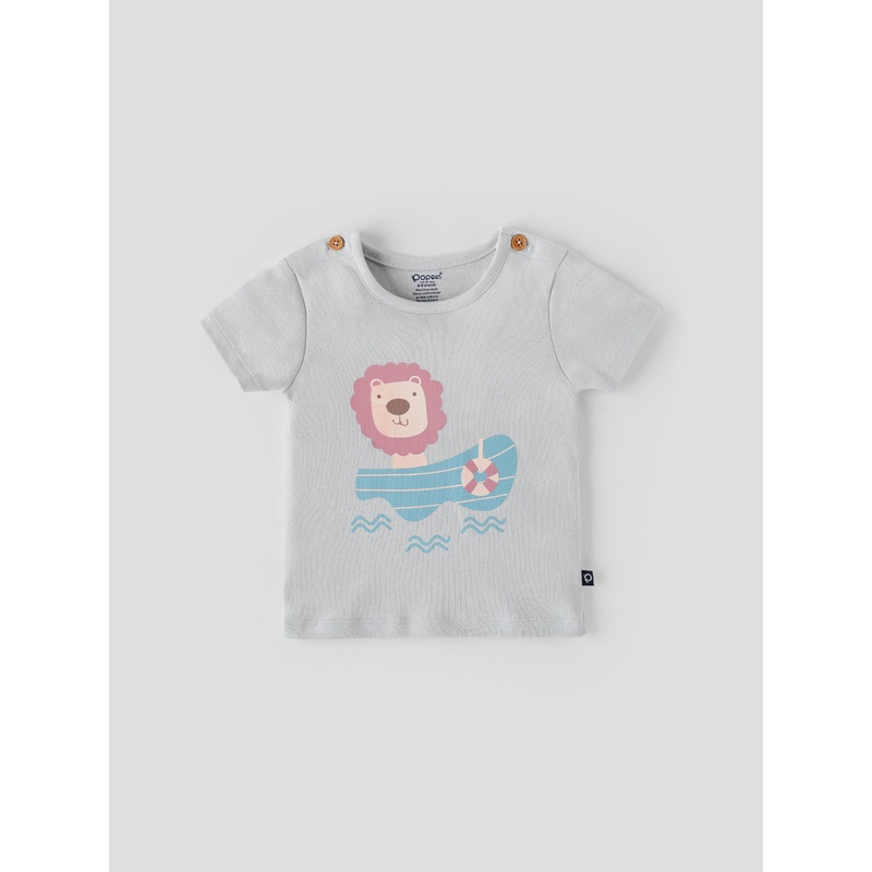 Popees Half-Sleeve Shoulder Open Tshirt for Baby Boys (0-9 Months) Made of Cotton Rich Fabric 0-1 M