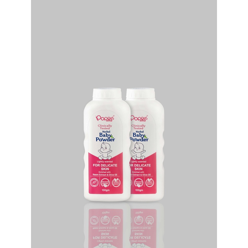 Popees Herbal Baby Powder Infused Neem Extract & Olive Oil for Delicate Skin 100g – Pack of 2 100gm