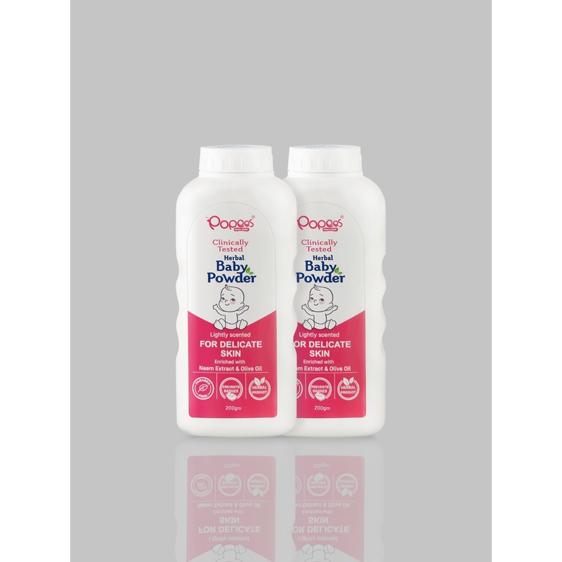 Popees Herbal Baby Powder Infused Neem Extract & Olive Oil for Delicate Skin 200g – Pack of 2 200gm