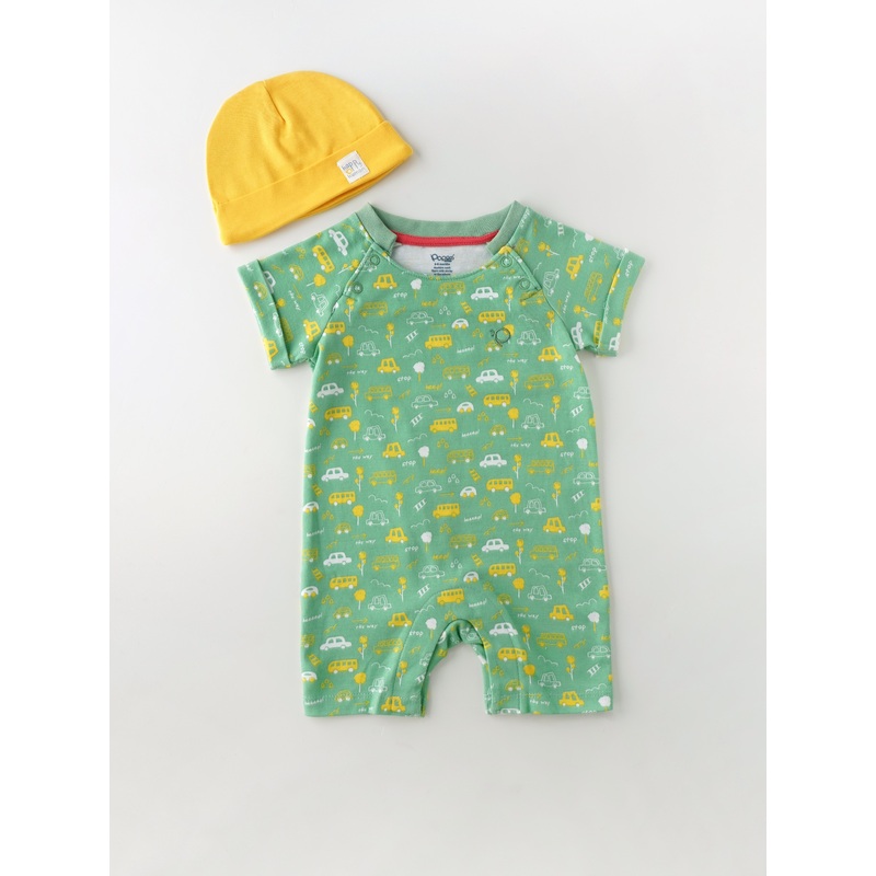 Popees Printed Romper with Cap (324 Months) for Baby Boys 3-6 M