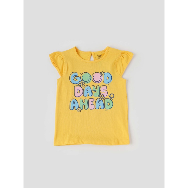 Popees Short Sleeve Back Half Open (18 Years) Printed Top for Baby Girls 1-2 YEAR