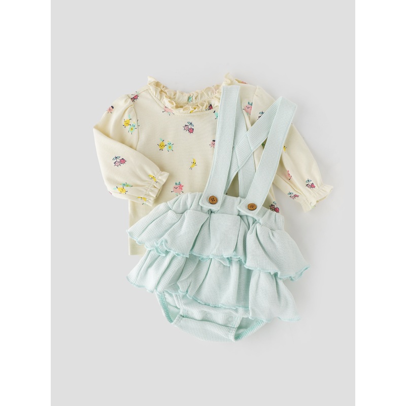 Popees Stylish Dungaree Style Bodysuit (0-9 Months) for Newborn Girls 0-1 M