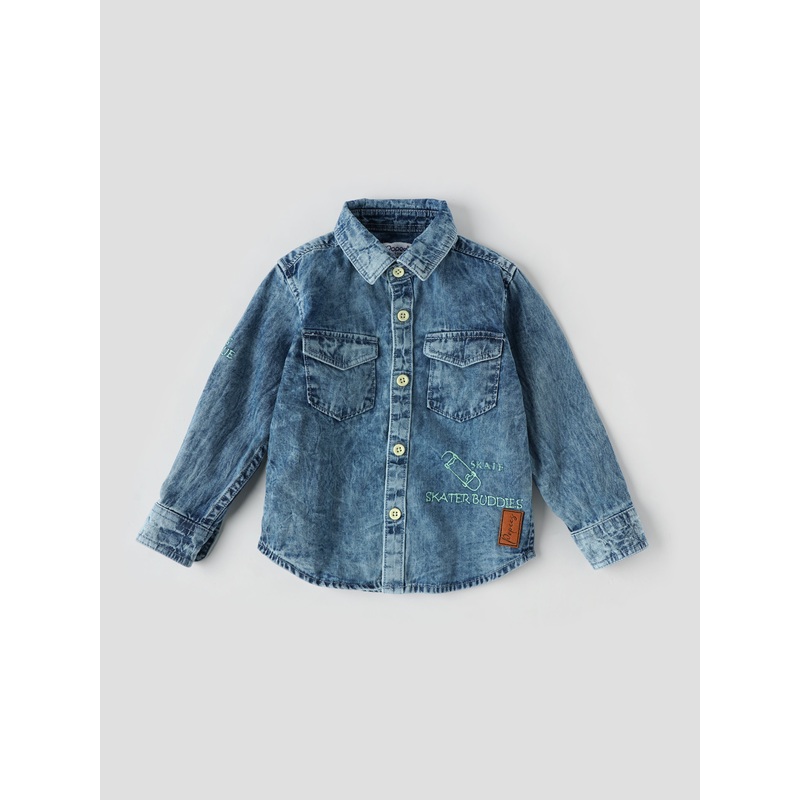 Popees Stylish Full Sleeve Denim shirt (1-8 Years) for Boys 1-2 YEAR