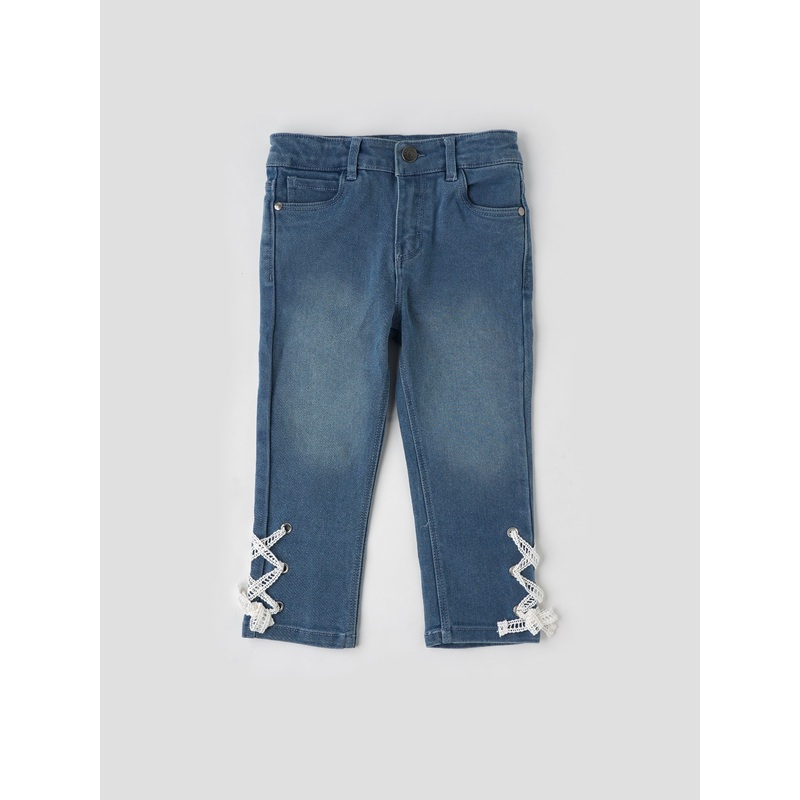 Popees Stylish Lace Detail Denim Jeans (18 Years) for Girls 1-2 Years