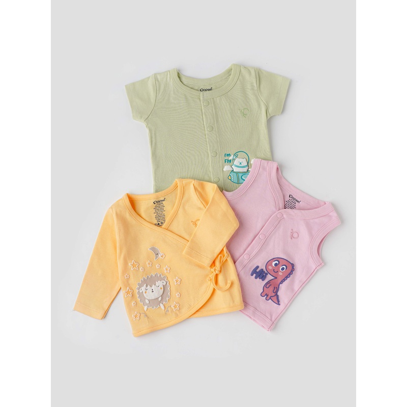 Popees Super Comfy Jhabla Combo for Newborn Babies- 3PCS TINY BABY