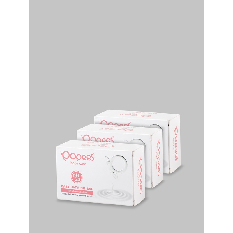 Popees Ultra-gentle Dermatologist Recommended Baby Bathing Bar with pH 5.5 – Pack of 3 100