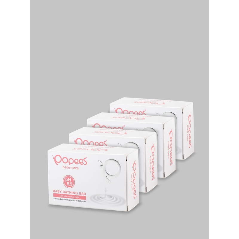 Popees Ultra-gentle Dermatologist Recommended Baby Bathing Bar with pH 5.5 – Pack of 4 100