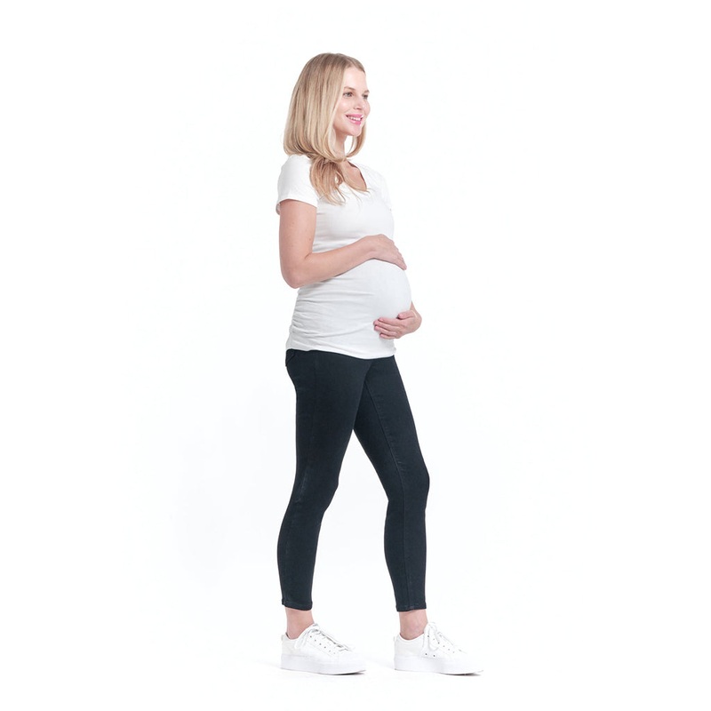 Maternity 32″ Butter Skinny Jeans with Belly Band – Black Black 24