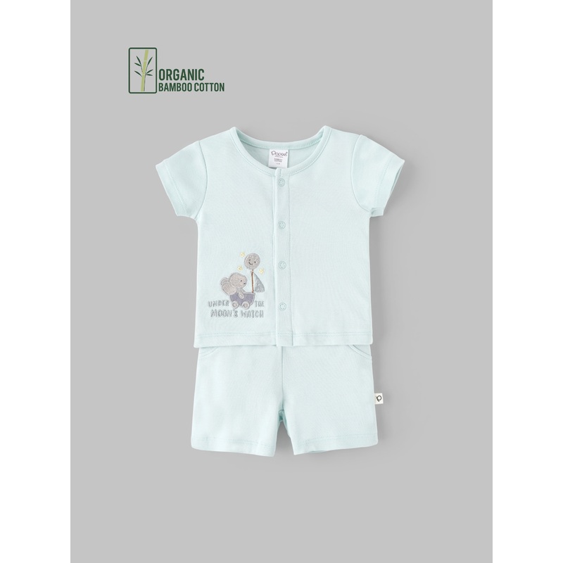 Popees Boys Half-Sleeve Front Open Co-ord Set (0-9 Months) Made of Organic Bamboo Cotton Fabric NB
