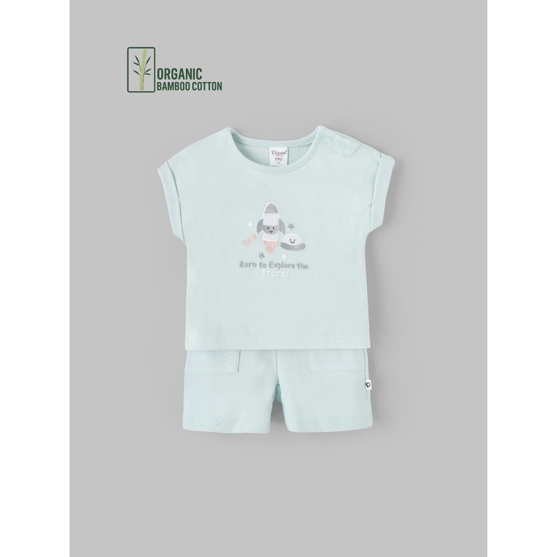 Popees Boys Half-Sleeve Shoulder Open Co-ord Set (3-24 Months) Made of Organic Bamboo Cotton Fabric 3-6 M