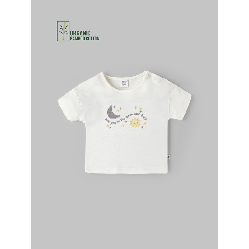 Popees Boys Half-Sleeve Shoulder Open T-Shirt (3-24 Months) Made of Organic Bamboo Cotton Fabric 3-6 M