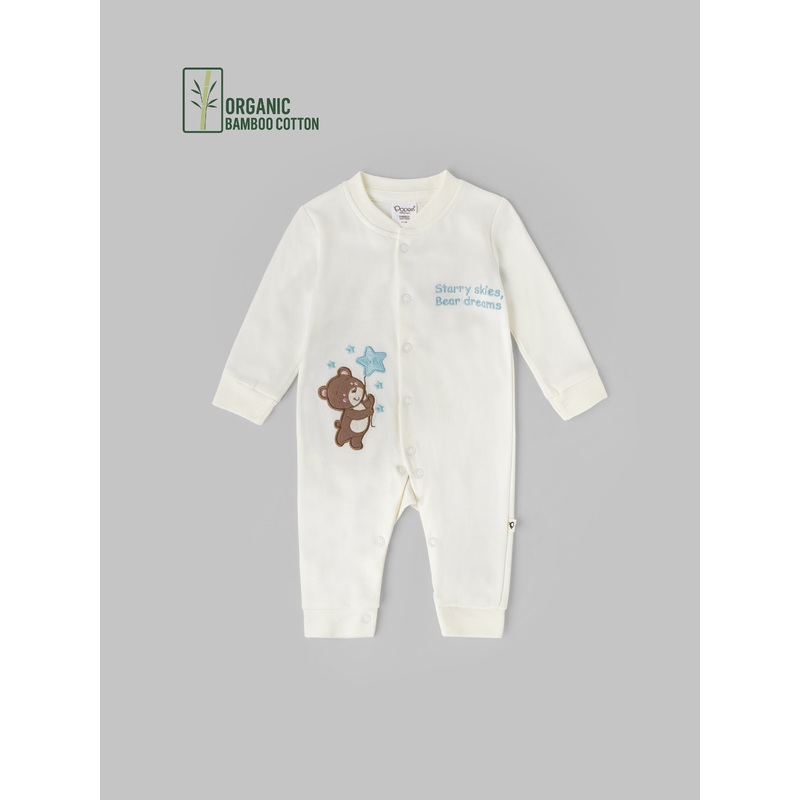 Popees Boys Short-Sleeve Front Open Romper (0-6 Months) Made of Organic Bamboo Cotton Fabric TINY BABY
