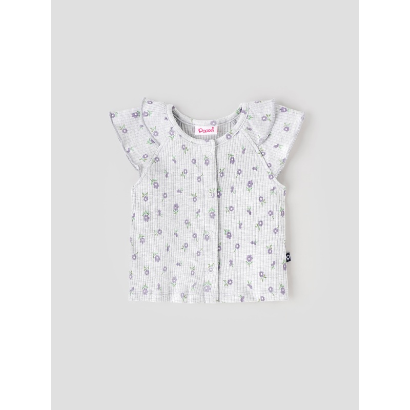 Popees Floral Printed Half Sleeve Front Open Top (09 Months) for Baby Girls 0-1 M