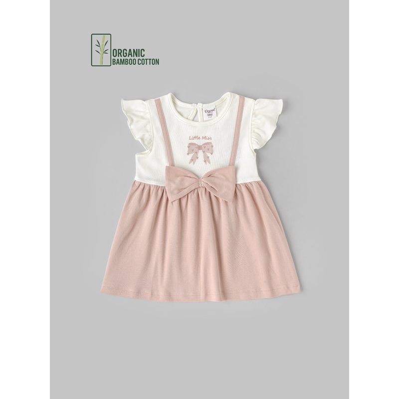 Popees Girls Half-Sleeve Back Open Dress (3-36 Months) Made of Organic Bamboo Cotton Fabric 3-6 M