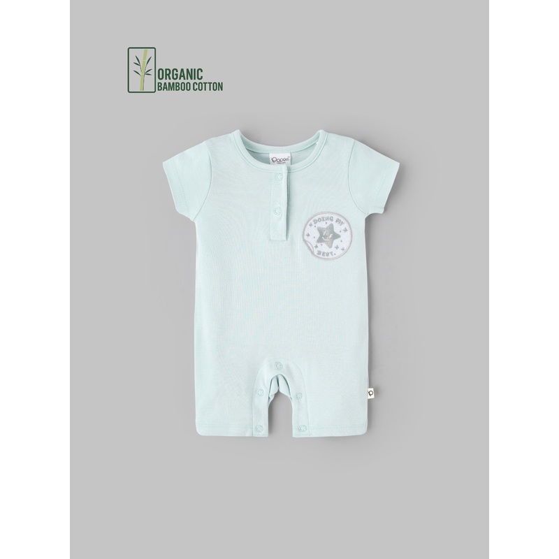 Popees Girls Short-Sleeve Front Open Romper (0-6 Months) Made of Organic Bamboo Cotton Fabric TINY BABY