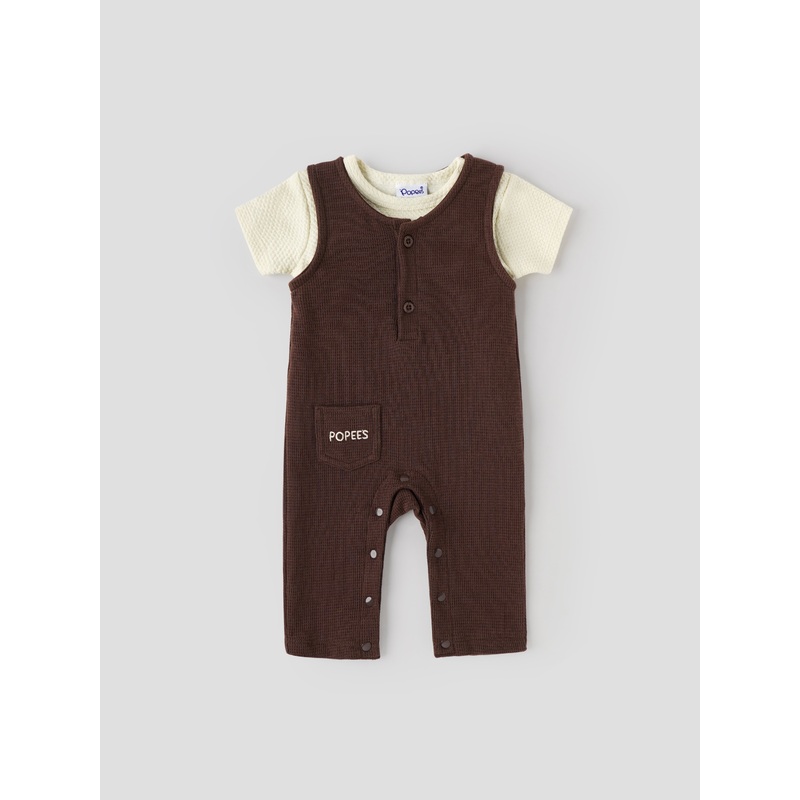 Popees Layered Look Ribbed Dungaree Set (3-24 Months) for Baby Boys 3-6 M