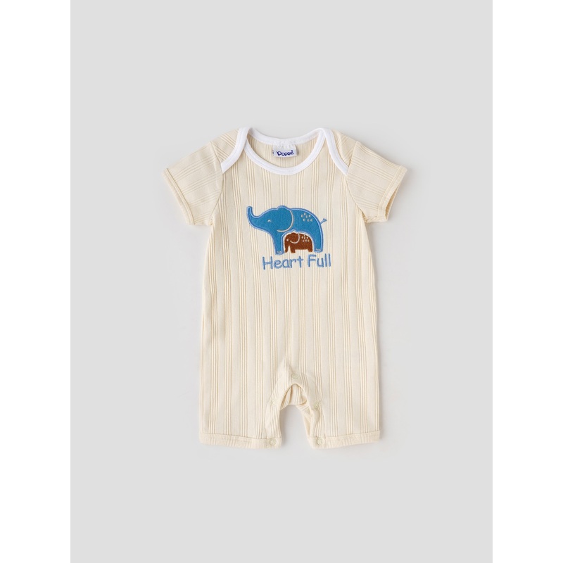 Popees Ribbed Elephant Print Romper (06 Months) for Newborn Babies TINY BABY