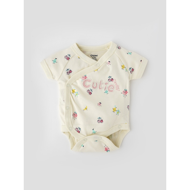 Popees Short Sleeve Cotton Bodysuit (0-6 Months) for Newborn Babies TINY BABY