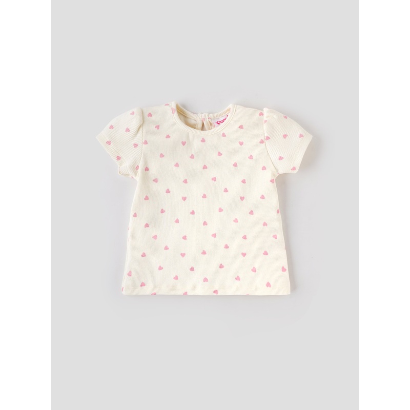 Popees Short Sleeve Heart Print Top (0-9 Months) for Baby Girls 0-1 M