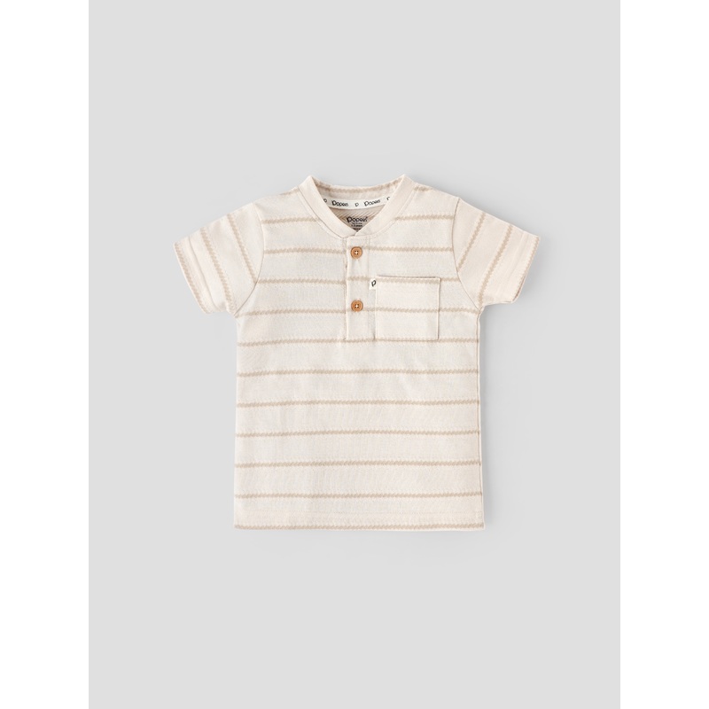 Popees Striped Half Sleeve Henley Neck T-Shirt (1-6 Years) for Baby Boys 1-2 YEAR