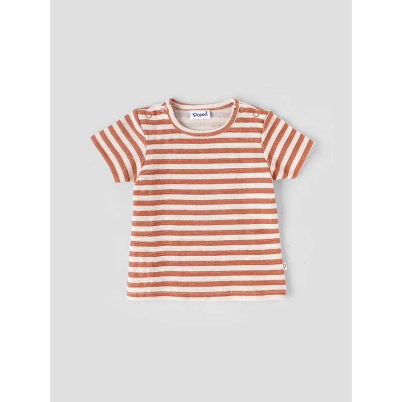 Popees Striped Half Sleeve T-shirt (09 Months) for Boys 0-1 M